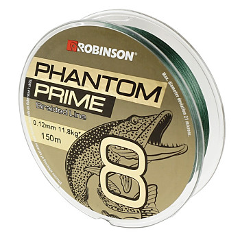 Pletená šňůra Phantom Prime X8 0.18mm / 150m - tmavě zelená