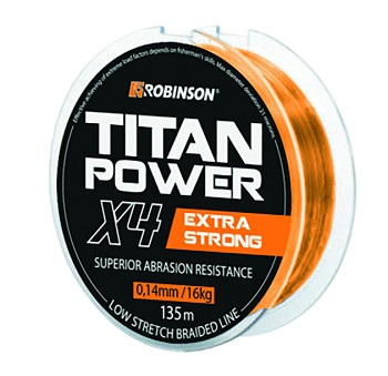 Pletená šňůra Titan Power X4 0.12mm / 135m - oranžová